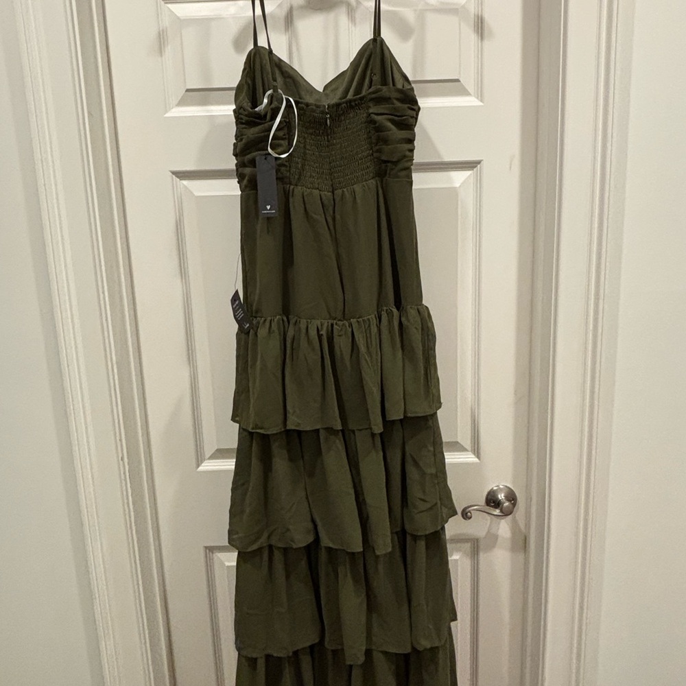 Lulu's Olive Green Ruffled Maxi Dress - Picture 4 of 7